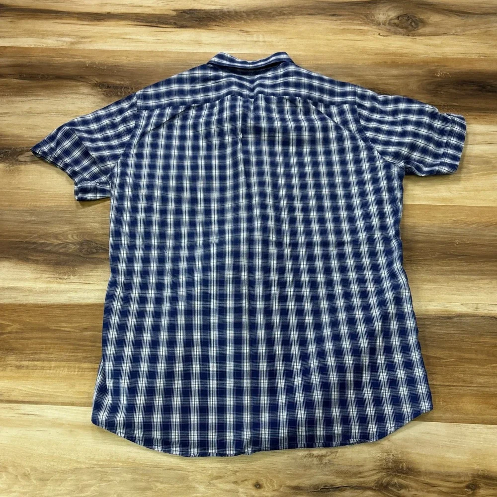 Banana Republic Button Down Shirt Size S Plaid Cotton Short Sleeve Blue White